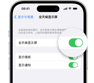 随州苹果15预约维修分享iPhone15如何设置全天候显示屏幕可见 