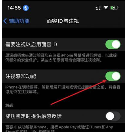 随州苹果14维修网点分享iPhone14注视感知功能有什么用 