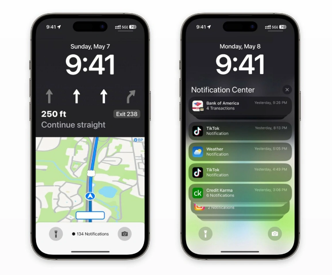 随州苹果维修服务分享iOS17锁屏地图导航半屏显示长什么样 